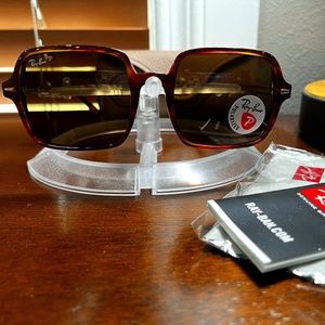Ray-Ban polarized Square II sunglasses (RB1973). Polished havana/brown